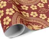 ハッピーニューイヤー2024桜ツリーの花 ラッピングペーパー (ロールコーナー)