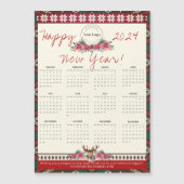 ハッピーニューイヤー2024磁気カレンダーカスタムロゴ (正面)