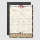 ハッピーニューイヤー2024磁気カレンダーカスタムロゴ (正面/裏面)