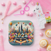 ハッピーニューイヤー2024紙プレート ペーパープレート (パーティー)