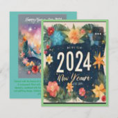 ハッピーニューイヤー2024自然お祝いモザイク 招待状 (正面/裏面)