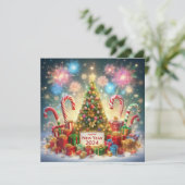 ハッピーニューイヤー2024花火クリスマスツリー赤 シーズンカード (スタンド正面)
