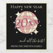 ハッピーニューイヤー2025お祝いブラックパーティードリンク ワインラベル (シングルラベル)