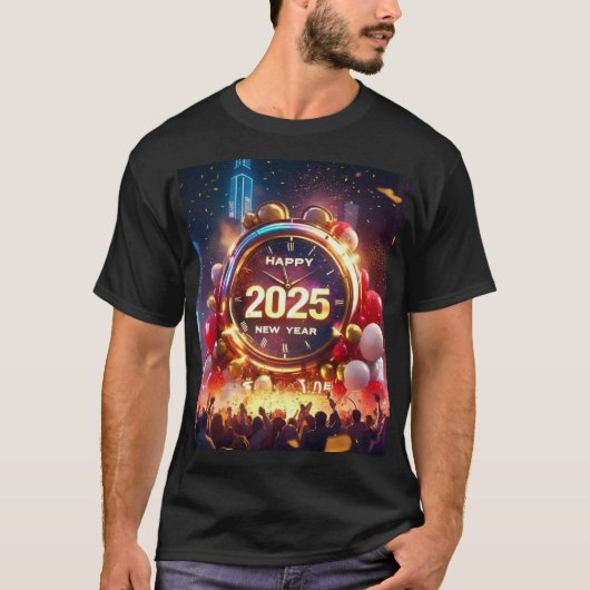 ハッピーニューイヤー2025お祝い Tシャツ (正面)