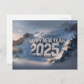 ハッピーニューイヤー2025とカラフル文字 シーズンポストカード (正面/裏面)