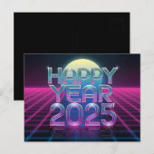 ハッピーニューイヤー2025とカラフル文字 シーズンポストカード (正面/裏面)