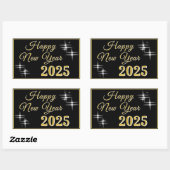 ハッピーニューイヤー2025エレガントキラキラ 長方形シール (シート)