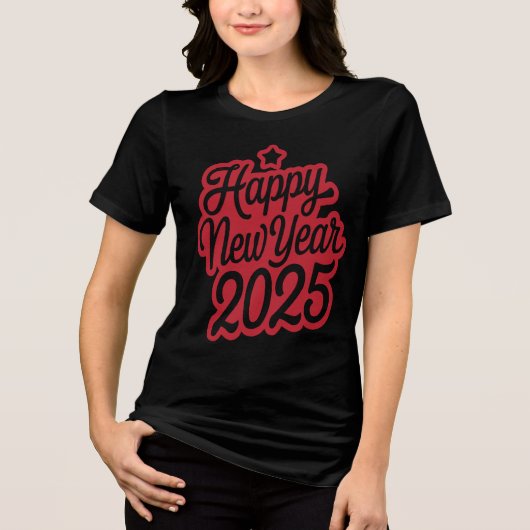 ハッピーニューイヤー2025グラフィックデザインTシャツ トライブレンドＴシャツ (正面)