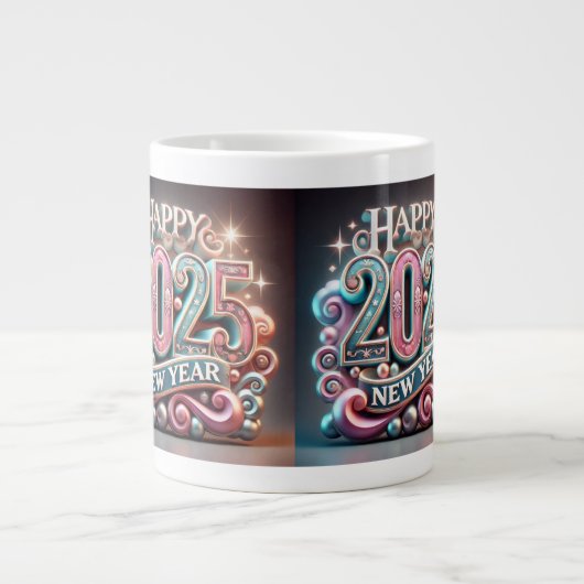 ハッピーニューイヤー2025コーヒーカスタマイズ専門マグ ジャンボコーヒーマグカップ (正面)