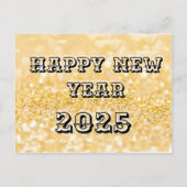 ハッピーニューイヤー2025シックなカスタム金ゴールドビジネス シーズンポストカード (正面)