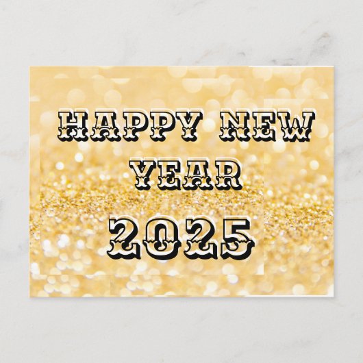 ハッピーニューイヤー2025シックなカスタム金ゴールドビジネス シーズンポストカード (正面)