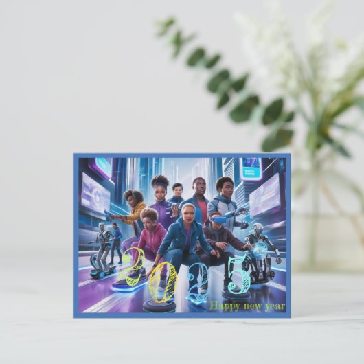 ハッピーニューイヤー2025タイポグラフィギフト シーズンポストカード (スタンド正面)