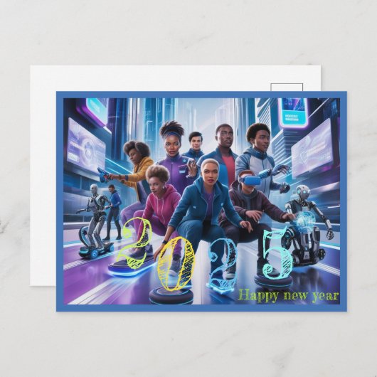 ハッピーニューイヤー2025タイポグラフィギフト シーズンポストカード (正面/裏面)