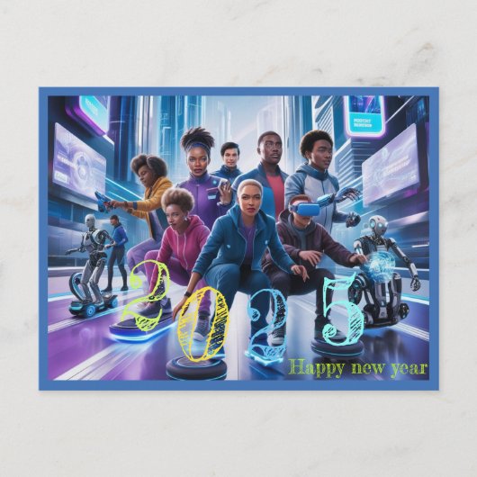 ハッピーニューイヤー2025タイポグラフィギフト シーズンポストカード (正面)