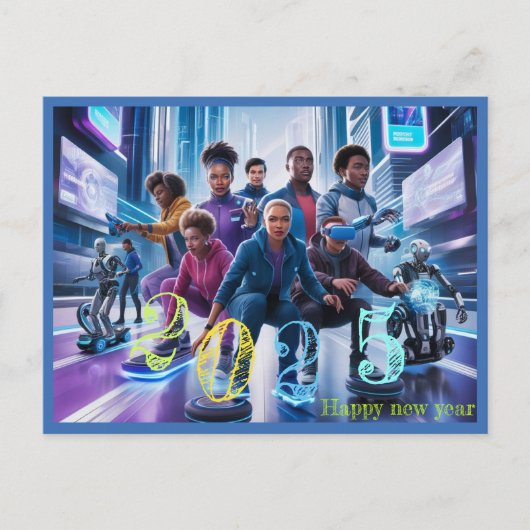 ハッピーニューイヤー2025タイポグラフィギフト ポストカード (正面)