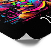 ハッピーニューイヤー2025パーティー踊り猫デザイン ポスター (角)