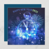 ハッピーニューイヤー2025ホリデーカード 招待状 (正面/裏面)