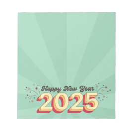 ハッピーニューイヤー2025ホリデーズレトロおもしろい文字 ノートパッド