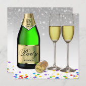 ハッピーニューイヤー2025ボトルきらめくワイン 招待状 (正面/裏面)