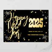 ハッピーニューイヤー2025レトロレッドリボン 箔シーズンカード (正面)