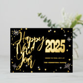 ハッピーニューイヤー2025レトロレッドリボン 箔シーズンカード (立ち正面)