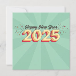 ハッピーニューイヤー2025レトロ3dタイポグラフィデザイン