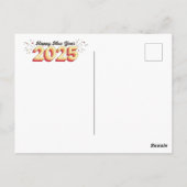 ハッピーニューイヤー2025レトロ3dタイポグラフィデザイン ポストカード (裏面)