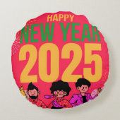 ハッピーニューイヤー2025円枕 ラウンドクッション (裏面)
