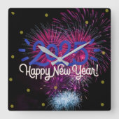 ハッピーニューイヤー2025壁時計 スクエア壁時計 (正面)