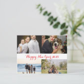 ハッピーニューイヤー2025家族4写真コラージュ シーズンポストカード (スタンド正面)