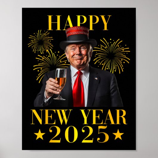 ハッピーニューイヤー2025年おもしろい切り株ニューアメリ ポスター (正面)