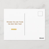 ハッピーニューイヤー2025年エレガント金ゴールドグリッター ポストカード (裏面)