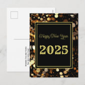 ハッピーニューイヤー2025年エレガント金ゴールドバブル シーズンポストカード (正面/裏面)