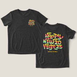 ハッピーニューイヤー2025年トレンディーカラフル パーソナライズされた トライブレンドTシャツ