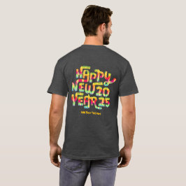 ハッピーニューイヤー2025年トレンディーカラフル パーソナライズされた Tシャツ