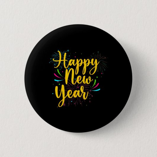 ハッピーニューイヤー2025年金ゴールドおもしろいおもしろいフェスティバルパーティーC 缶バッジ (正面)