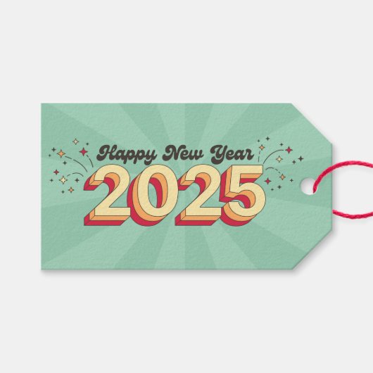 ハッピーニューイヤー2025星漫画文字ギフトラベル ギフトタグ (正面(横))