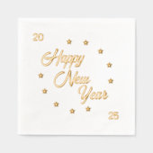 ハッピーニューイヤー2025星 箔ナプキン (正面)