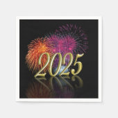 ハッピーニューイヤー2025花火金ゴールド スタンダードカクテルナプキン (正面)
