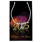 ハッピーニューイヤー2025花火金ゴールド スモールペーパーバッグ (裏面)