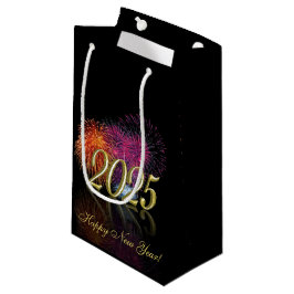 ハッピーニューイヤー2025花火金ゴールド スモールペーパーバッグ