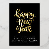 ハッピーニューイヤー2026カスタムビジネス金ゴールド 箔シーズンカード (正面)