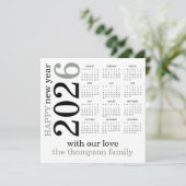 ハッピーニューイヤー2026セージ白いカレンダー シーズンカード (スタンド正面)