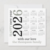 ハッピーニューイヤー2026セージ白いカレンダー シーズンカード (正面)