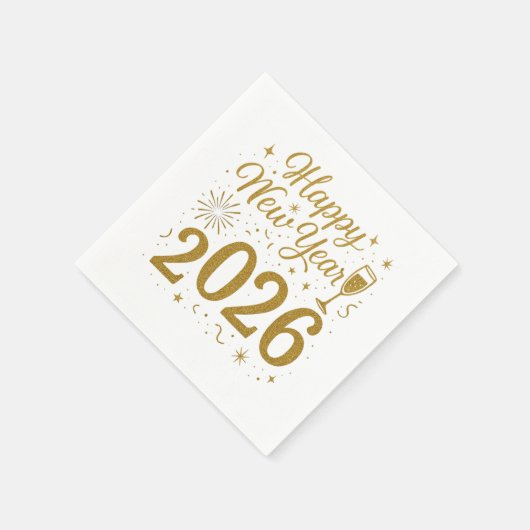 ハッピーニューイヤー2026パーティーナプキンス – フェスティバル表 スタンダードカクテルナプキン (角)