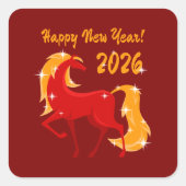 ハッピーニューイヤー2026ファイアホース中国の〔占星術の〕十二宮図 スクエアシール (正面)