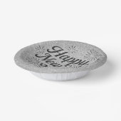 ハッピーニューイヤー2026ブラック&シルバーグリッター ペーパーボウル (傾斜あり)