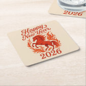 ハッピーニューイヤー2026炎の馬 スクエアペーパーコースター (アングル)