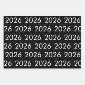 ハッピーニューイヤー2026白黒金ゴールド紙吹雪 ラッピングペーパーシート (正面)