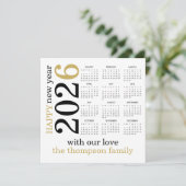 ハッピーニューイヤー2026金ゴールドホワイトカレンダー シーズンカード (スタンド正面)